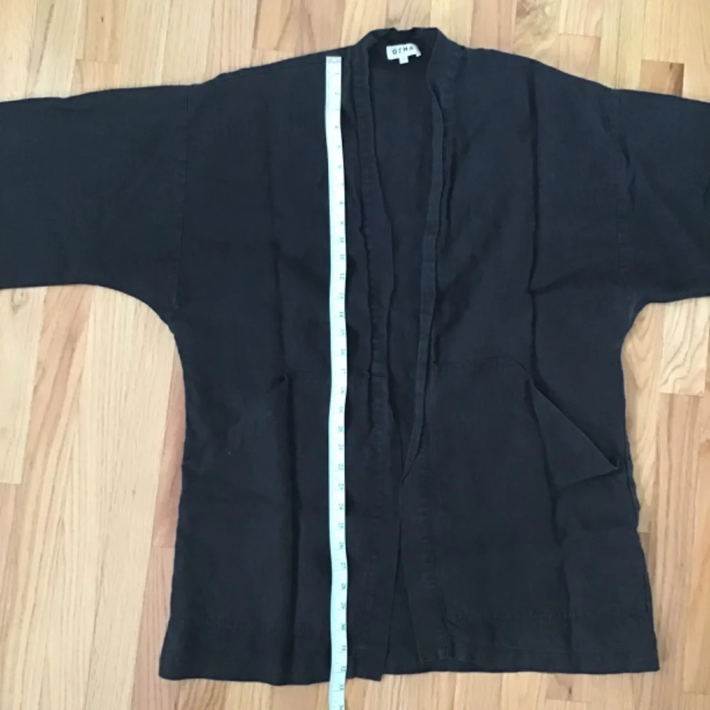🚀SOLD ON INSTA🚀 Ozma Of California Black Linen Jacket/Robe -MED- Deiji Studios - Picture 11 of 11